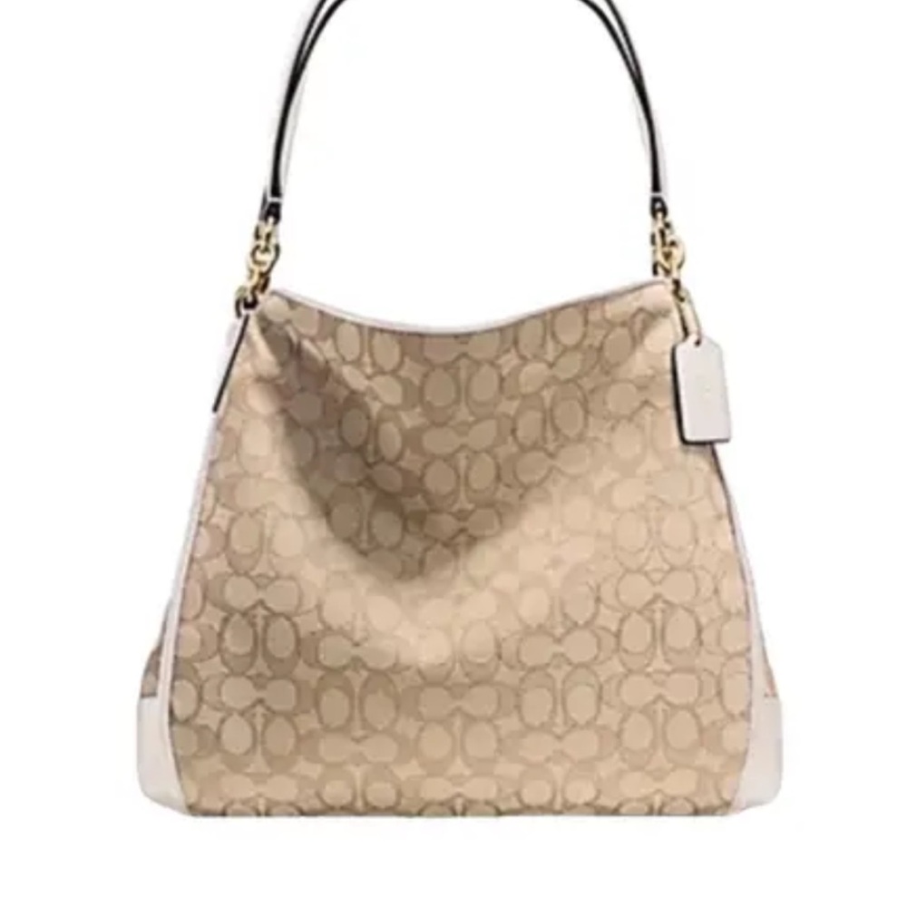Coach Phoebe Outline Signature Logo Canvas & Leather